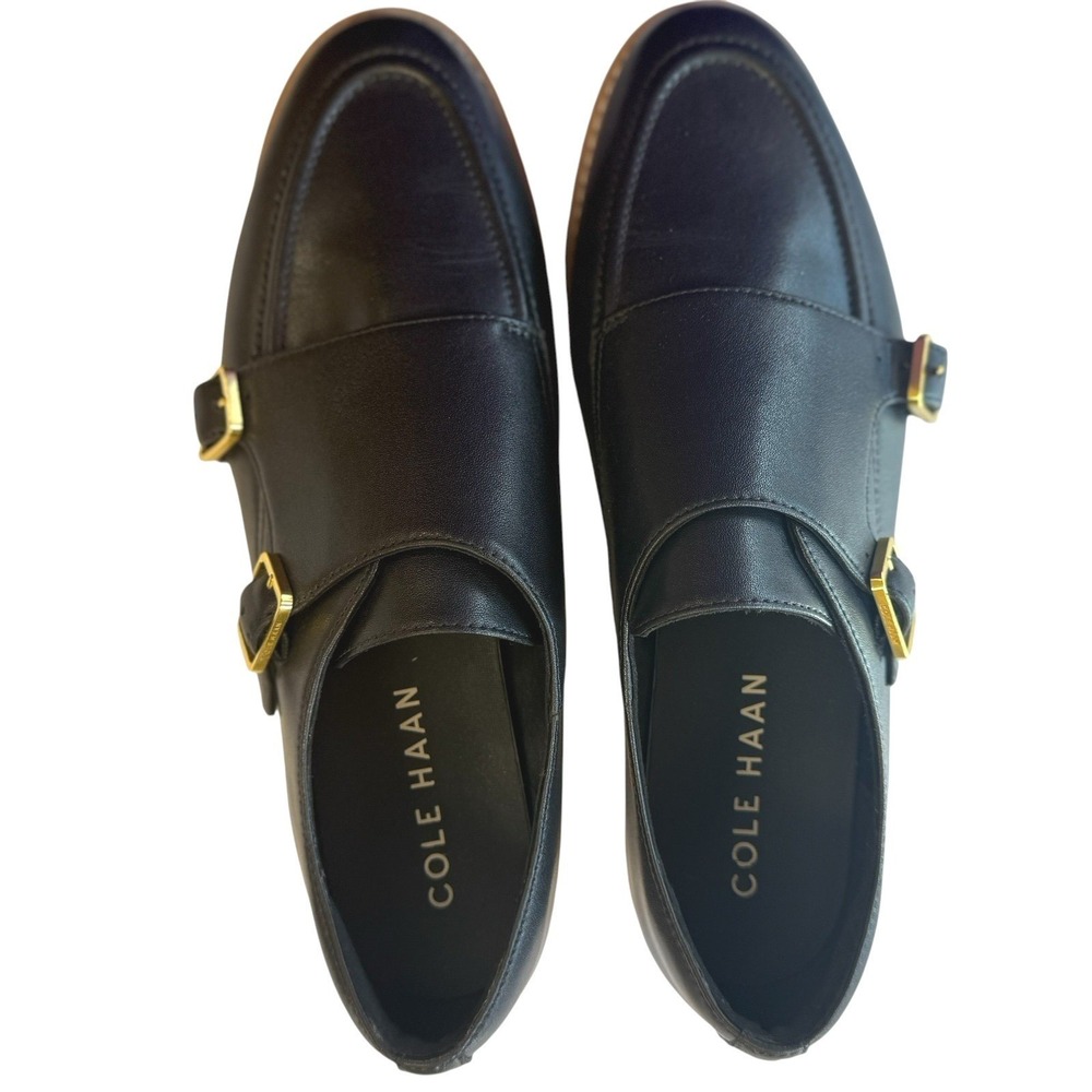 Cole Haan Grand Crosscourt Monk Strap Leather Sneakers Women's 9.5 B Black
